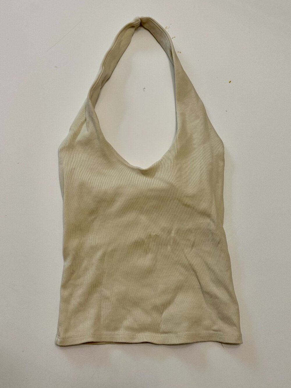 Zara Butter Yellow Halter Neck Fitted Crop CottonTop S